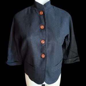 Vintage Jacket Blazer Small Women's 1950's Felt/Wool Cropped High Collar Campus